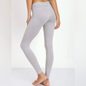 Eberjey Sadie Striped Leggings cotton modal women’s size S/P Oxford Blue/Ivory